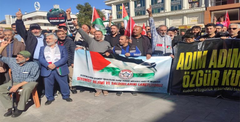 ERZİNCAN’DA İSRAİL’E TEPKİ FİLİSTİN’E DESTEK